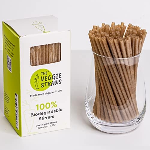 Veggie slamke – 150 kom od 4,75 inča Odmotane biorazgradive mešalice za piće – napravljene od biljnih vlakana, najbolje mešalice za