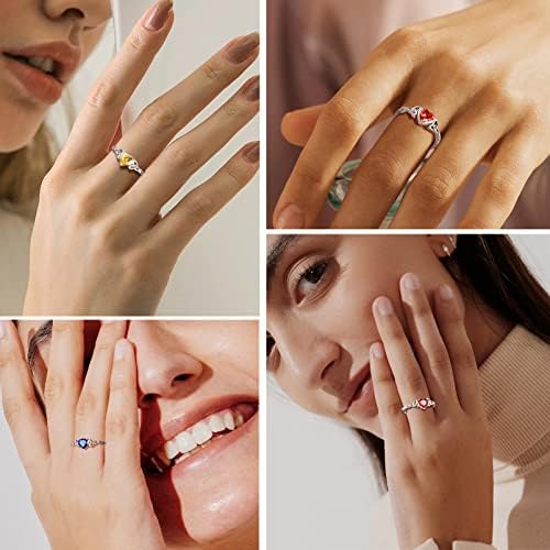 PROSILVER 925 Sterling Silver Celtic Knot Heart Ring za žene, Birthstone Jan-decembar dostupan, prekrasan kubni cirkonij prsten, podesivi