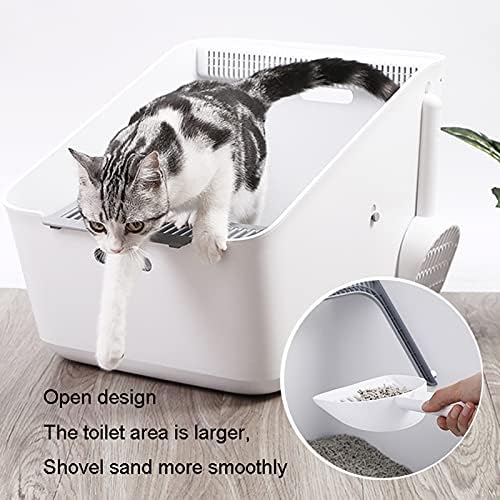 ZLATS kutije za smeće za mačke električna tava za mačke protiv prskanja / kutija za otpatke sa kašikom za mačke velika poluzatvorena