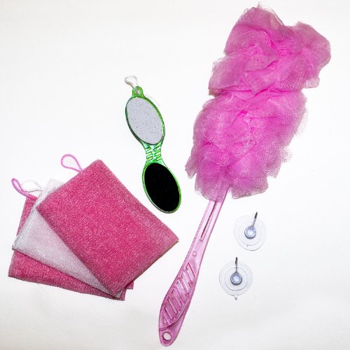 Najbolji ružičasti tuš za tuš kadu za kupanje Loofah LUFFA MESS POUF SPONGE poklon set.