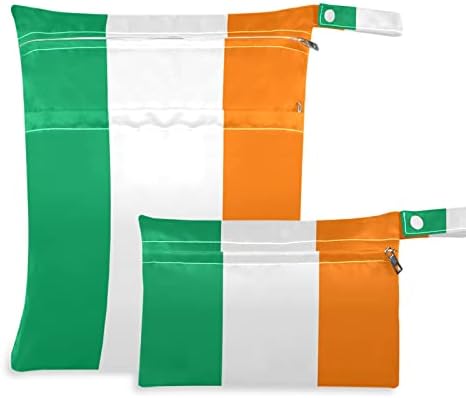 ZZXXB Irska zastava Vodootporna vlažna torba za višekratnu krpu za prekraju pelene mokra suha torba sa džepom sa patentnim zatvaračem