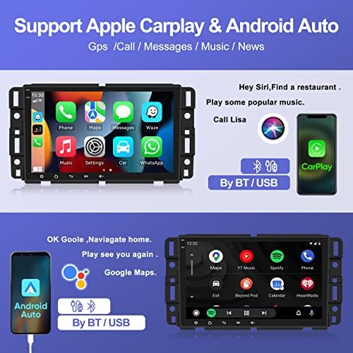 2G + 32G Android 11 Car Stereo za GMC Sierra Yukon Chevrolet Buick Chevy Silverad sa bežičnim Apple Carplay Android Auto-8 Automatski