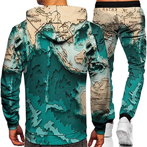 Urvip Unisex 3D digitalni ispisani duks i duksevi Pulover Mapa svijeta Novost uzorak Hoodie odijelo 2 komada odjeća