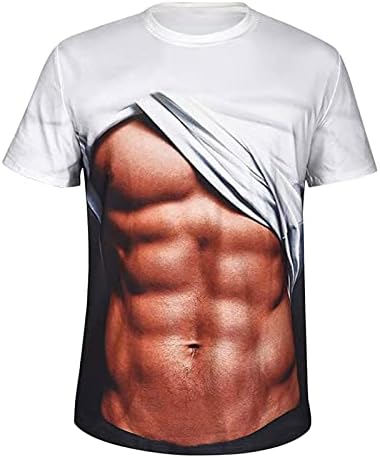 Lažna mišićna majica za muškarce Slim Fit okrugli vrat kratki rukav Novost Monny 3D štampanje Srednja odjeća