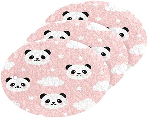 Kigai Kid Panda ne-ogrebotine, dvostruki sponž za piling za pranje posuđa i čišćenje kuhinje, 3 pakovanja