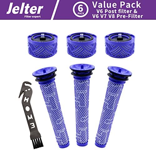 Jelter 6 paket Dyson V6 post filter kompatibilan za Dyson V6 HEPA filter, 3kom post filter, 3kom V6 V7 V8 prefilter dijelova zamjena