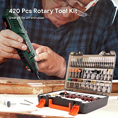 DEPSTECH komplet rotacionih alata, Set dodatne opreme od 420 komada, drške prečnika 1/8, univerzalni komplet odgovara svim alatima