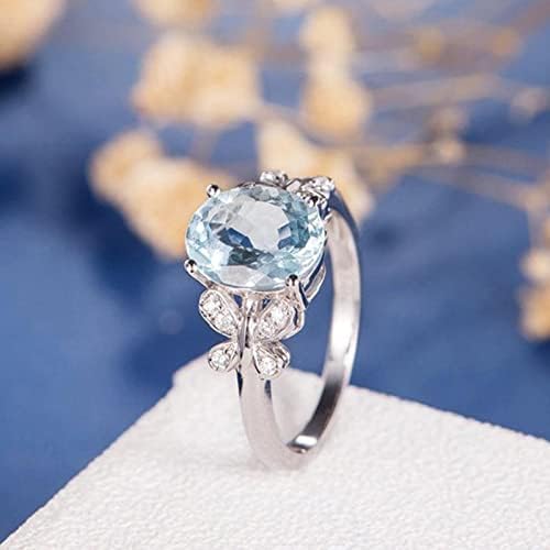 2023 novi prirodni leptir prsten Ovalni akvamarin zaručnički prsten ženski prsten poklon za njen modni nakit za tinejdžere