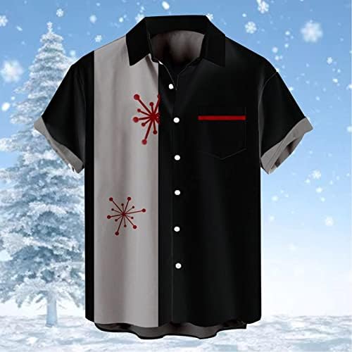 DSODAN božićni gumb dolje majice za muškarce kratki rukav smiješni Xmas grafički patchwork havajske partijske majice