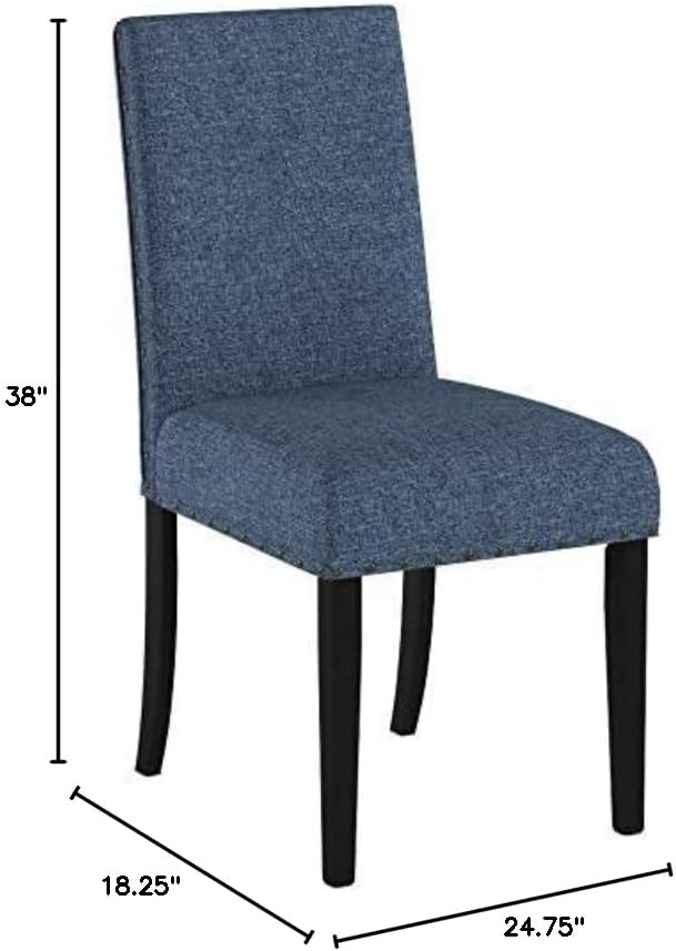Roundhill namještaj Biony Blue Fabric trpezarijske stolice sa oblogom glave noktiju, Set od 2 komada