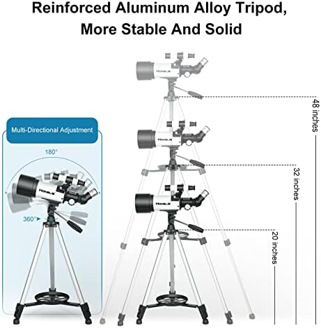 Teleskop, 70mm otvor blende 500mm teleskopi za odrasle Astronomija & deca početnici, potpuno višeslojni putni Refraktorski teleskopi