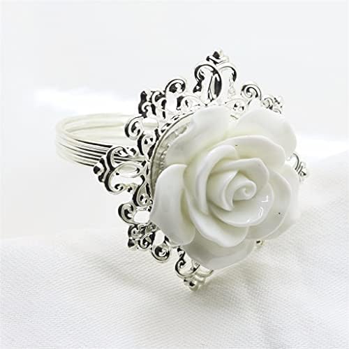 Walnuta 10pcs Bijela smola ruža ring prsten za prsten za vjenčanje banket banket od platnene kratka za kupanje banket večera (boja:
