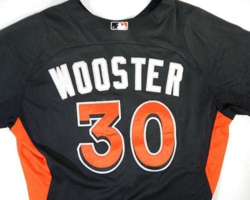 2012-13 Miami Marlins James Wooster 30 Igra Rabljeni Black Jersey St BP 46 641 - Igra Polovni MLB dresovi