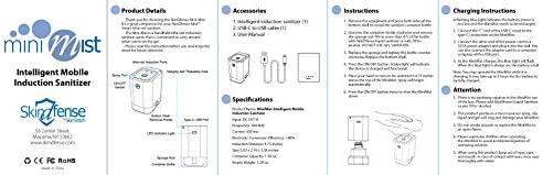 Skindfense mini-maglsir difuzor - prijenosni čistač mister za ruke, površine i pametne telefone - automatski sprej za sredstvo za