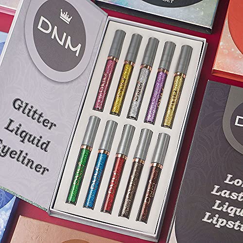 DNM 10 boja Liquid Glitter Sparkle Eyeliner Liquid Makeup Set delineadores de colores para ojos, Glitter Shimmer Metallic Liquid Eyeliner