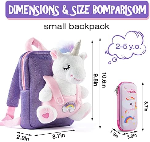 Kozely Toddler ruksak za djevojčice, jednorog plišani ruksak mali Mini ruksak za djecu roze i ljubičasta za školske Božićne rođendanske