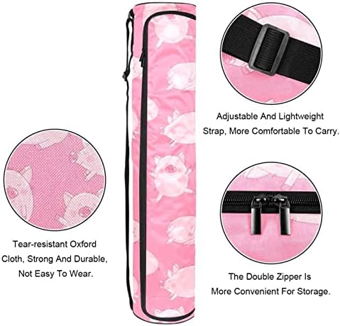 Slatke ružičaste svinje torbe za jogu s punim patentnim zatvaračem torba za nošenje joge za žene i muškarce, nosač prostirke za jogu