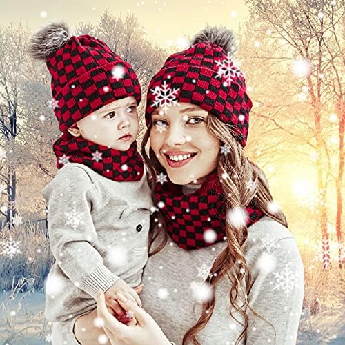 4pcs Porodica podudaranje šešira roditelj-dječji šešir zimski topljivi pom pom kuglice Beanie cap majka i baby pleteni šešir