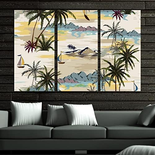 Zidna umjetnost za dnevni boravak, plažu Palmi i pejzaž na oceanskom ostrvu uokvirena dekorativna uljana slika postavljena dekorativna