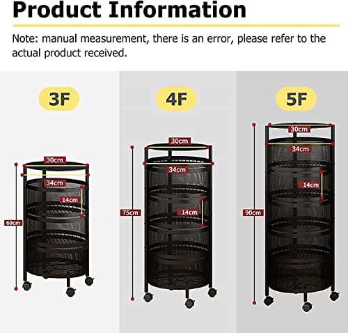 KUHINJE Skladištenje 360 ​​° okrugli sloj za skladištenje rotirajući se kotačima, voćna korpa za rotirajuće, pomična koš za voćnju