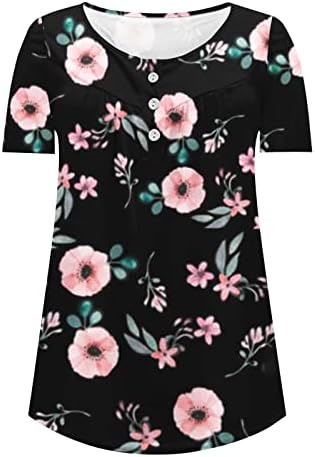 NaRHbrg ženske Casual Shirts ljetne kratke rukave tunike Tops Ladies Floral Print Tee bluza labava Flowy T-Shirt za helanke
