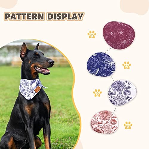 Charcy Dog Bandanas 4 Pack, Fall Dog Bandana Boy djevojka za odmor za odmor, podesivi trajni šal za pse, jedinstveni dizajn - crtanje