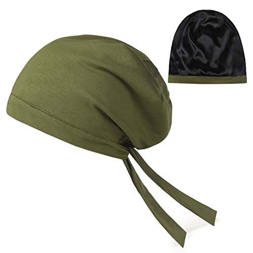 Satenska kapa svilena kapa za spavanje satenska obrubljena kapica za noćni šešir za spavanje-rastezljiva traka za kravatu za kovrčavu