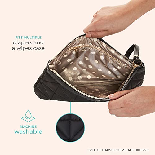Twelvelittle Companion Pelena torba 2.0, prekrivana putna torbica, stroj za pranje sa zatvaračem za pelene i bebe, crna