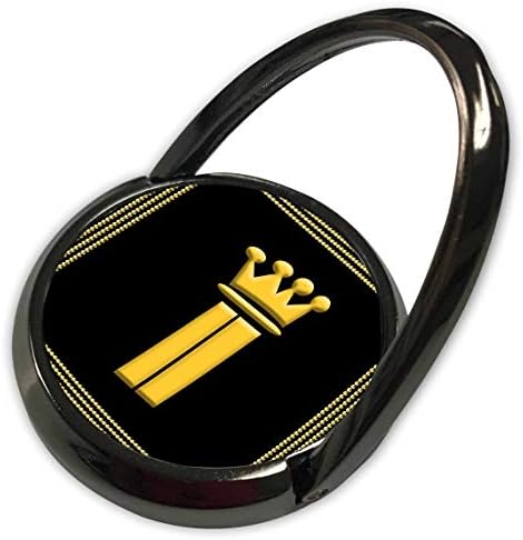 3Droza Alexis Design - Monogram King Queen - King, kraljica kruna, bogat okvir. Žuta na crnoj boji. Idealno tanko pismo I - telefonski