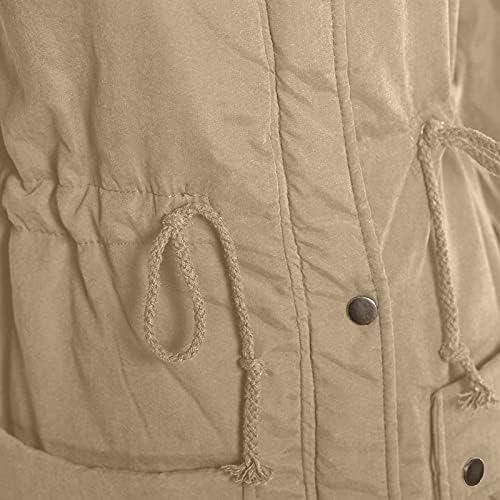 Foviguo Winter kaput, dugi rukav nadupnik za žene Jednostavan jesen dugačak pab sa zatvaračem sa čvrstom bojom puffer jakna toplo