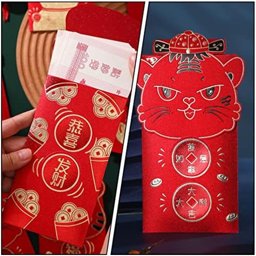 Kineske Nove godine crvene koverte: zodijački Tigar Nova Godina srećni novčani paketi 16 kom Lai See Tiger Hong Bao koverta za crveni