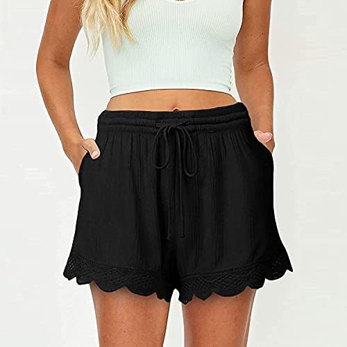 Lace Drawring Shorts za žene elastični struk Casual Comfy Trim Shorts čvrste labave Yoga Lounge Shorts Plus veličina