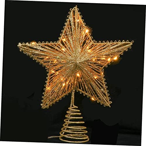 Sewacc 1pc Pentagram Tree Top Star Para Mesa de Rustikalno stablo TOPPER Svjetlosni Xmas Drvo ukras u zvezdi Troetop Iron Zlatna noćna