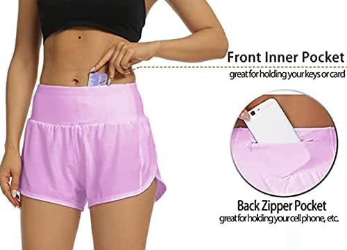 Rrosseyz ženske kratke hlače za trčanje s oblogom ženski atletski šorc visokog struka s džepom s patentnim zatvaračem za vježbanje