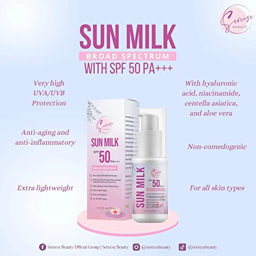 Sereese Beauty mlijeko za sunčanje SPF 50 pa+++ krema za sunčanje širokog spektra, 30ml, 1.01 Fl oz