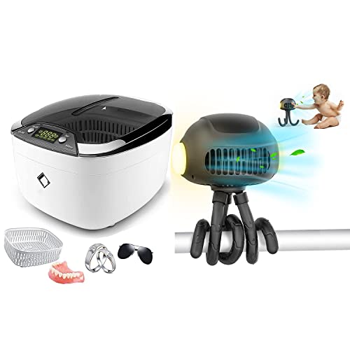 Ultrazvučni čistač nakita Life Basis ultrazvučna mašina za čišćenje 850ML LCD ekran i Mamtopia ventilator za bebe sa noćnim svjetlom