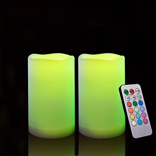 2 Pack 5 vanjske svijeće koje mijenjaju boju sa tajmerom/daljinske vodootporne svijeće na baterije stub višebojne LED svjetla za Božićnu