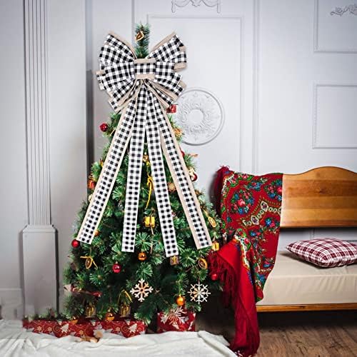 Xios 2022 Božićno stablo Topper Božićne ukrase Ručno rađeni božićni dekor Burlap lukovi za božićno drvsko rustikalno poljoprivredna