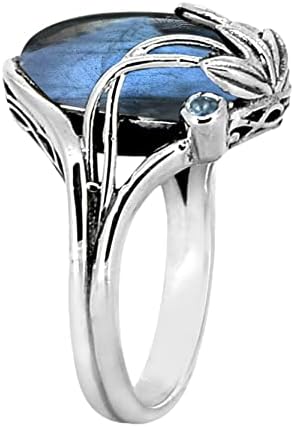 YoTreasure 12x16 MM labradorit & Swiss Blue Topaz solidan 925 Srebra dizajner prsten