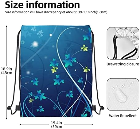 Plavi mini cvijet vrtlog Vodootporna torba za vuču, Torba za teretanu Sackpack Sportski ruksak za muškarce Žene djevojke, za partijski