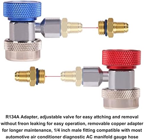 Yuroochii A / C R134A Brzi spojnik, R134A adapterski adapter, razdjelni konektor SAE HVAC HP i LP konektori za R134A Auto AC sistem