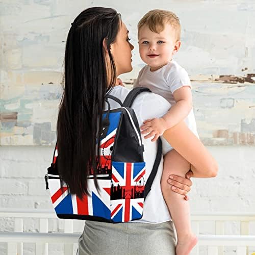 Britanska zastava sa londonskim gradskim vrećicama za ruksak babdene torbe za promjenu nogu Multi funkcija Veliki kapacitet putnička