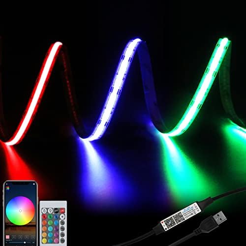 USB RGB COB LED traka 4,92ft, 5V boja za promjenu traka, pametne svjetlosne trake Kontrola aplikacija Muzika Sync LED lampica, višebojna