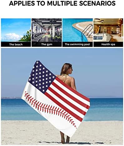 Pakiinno ručnici za kupanje postavio meko upijajuće ručnike Američka zastava Dan nezavisnosti Baseball Sports Tema Fluffy tuš ručnik