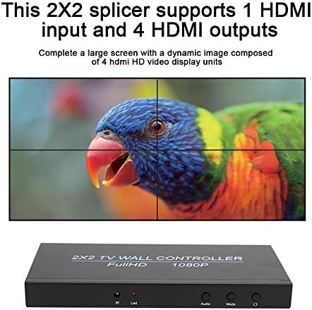 ASHATA 2x2 video zidni kontroler, HDMI procesor video slike za spajanje ekrana 1080p kontroler Video zida visoke definicije, podrška