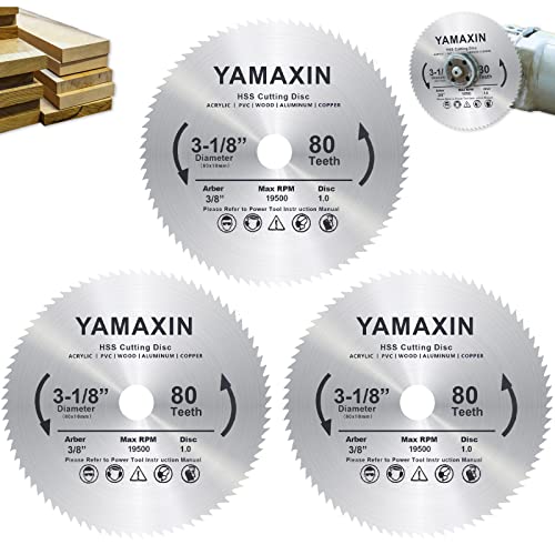 YAMAXIN 3-1 / 8 inčni list testere 80mm HSS kružni list testere, 80teeth brzi čelični disk za sečenje sa sjenicom od 3/8 inča za rotacione