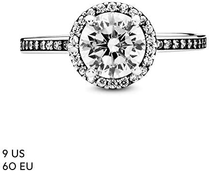 PANDORA nakit - okrugli Sparkle Halo kubni cirkonij prsten-poklon za nju-srebro