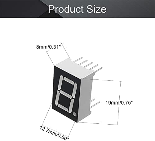 Bettomshin 5kom zajednički katodni LED displej Digitalna cijev 1 Bit 7 Segment Crna 10pin sa dobrim ujednačenim izlazom svjetla