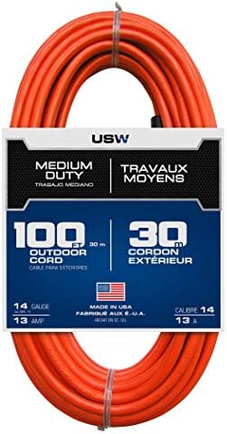 Američka žica i kabel 63100 SJTW Produžni kabel opće namjene, 100ft, narandžasta