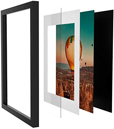 Iza vaše misli 11 X14 Real Wood + Real Glass Crna slika Foto okvir sa matičnim za 8 x10 ili 9 x12 za zid i tablicu uključen na gornji